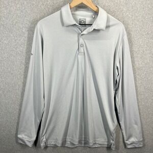 Callaway Opti-Dri Long Sleeve Polo Shirt Mens Large Gray Swing Tech Golf 7292